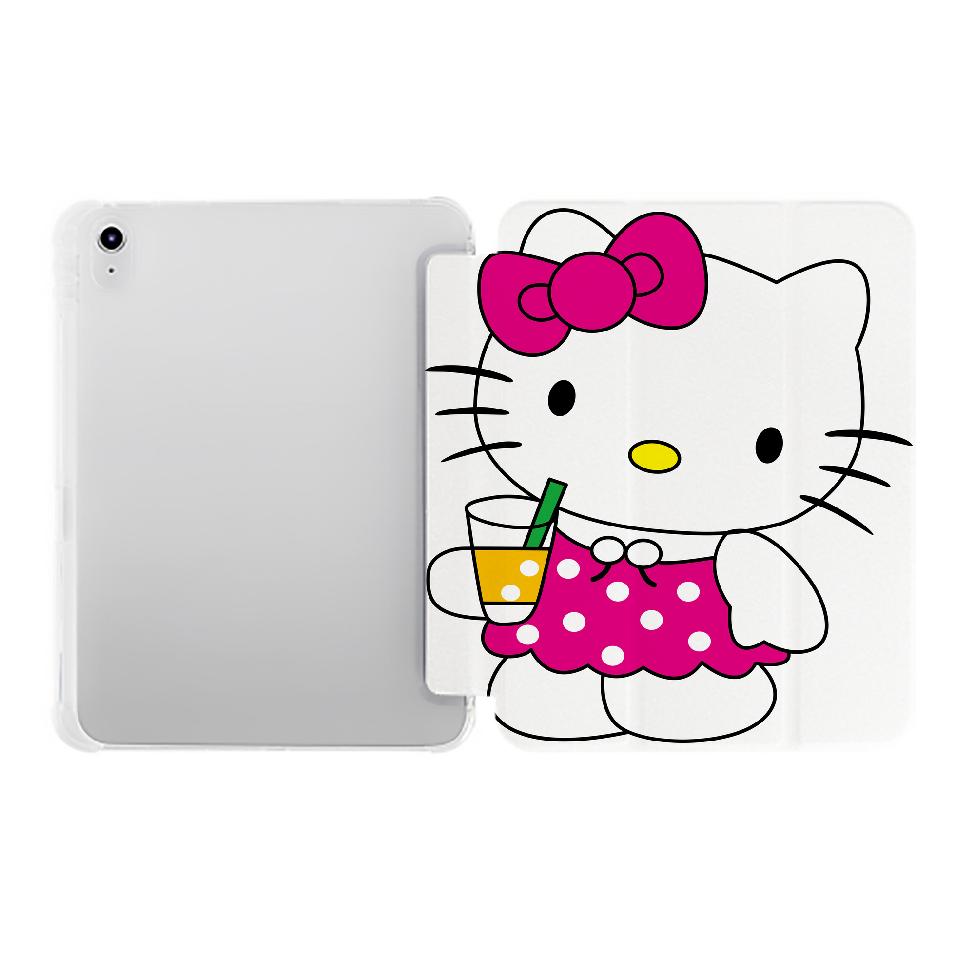 （画像用） Hello Kitty ハローキティ IPad ケース ペン収納付き 三つ折りスタンド PUレザー×シリコン 対応機種9.5/10.5/10.9インチ